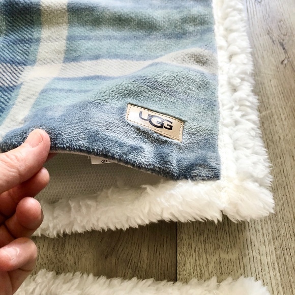 Ugg, Pillow Shams, Sherpa, Set of 2, Blue, Grey, Plaid, Standard, NEW, No Tags - Picture 6 of 12